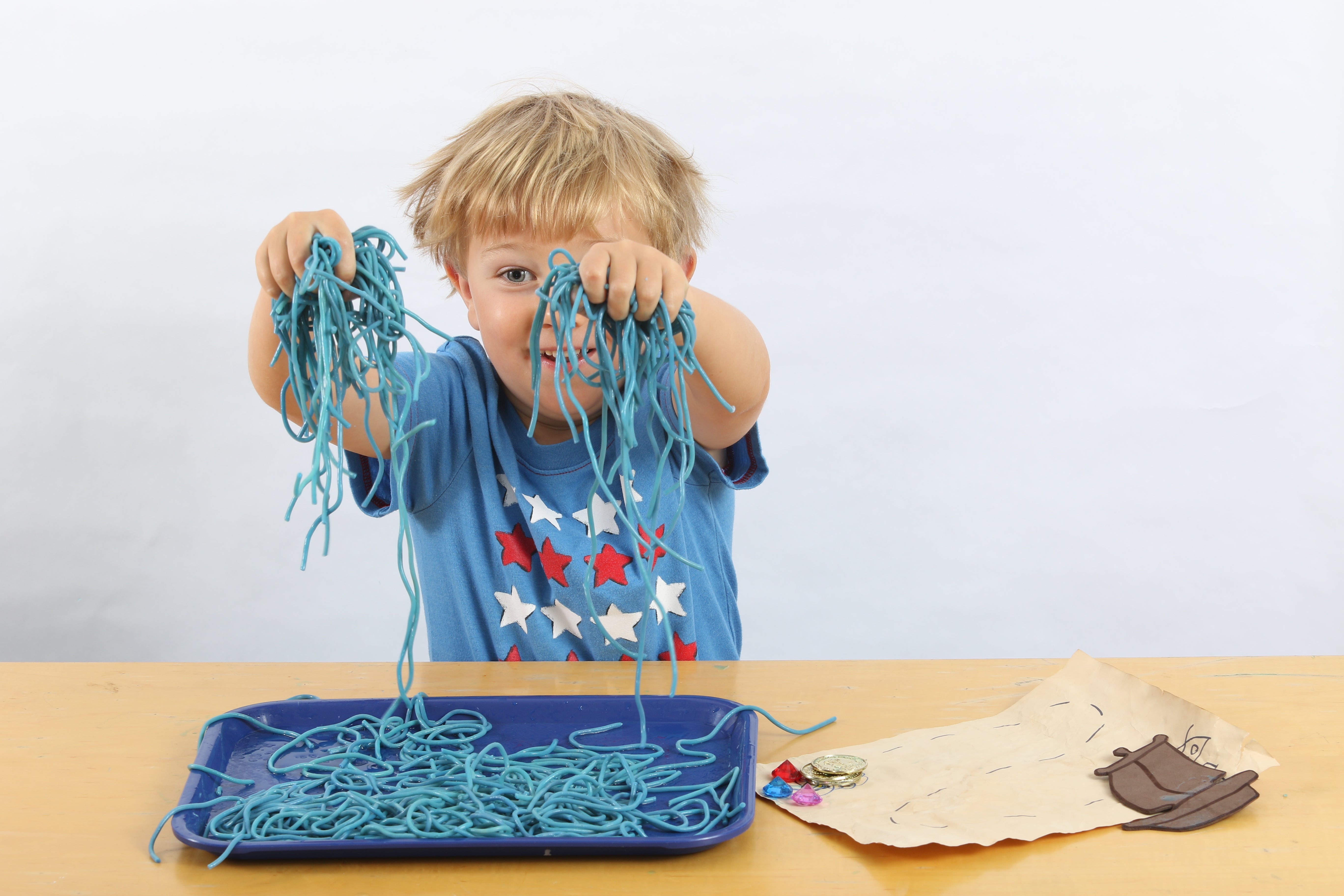 Messy Kid with Paint Pallete Stock Image - Image of craft