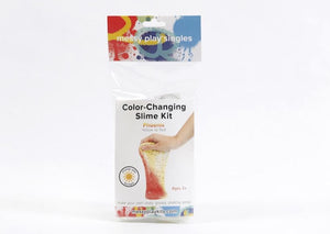 Single packaging for Messy Play Kit's Phoenix slime that changes from yellow to red in the sunlight 