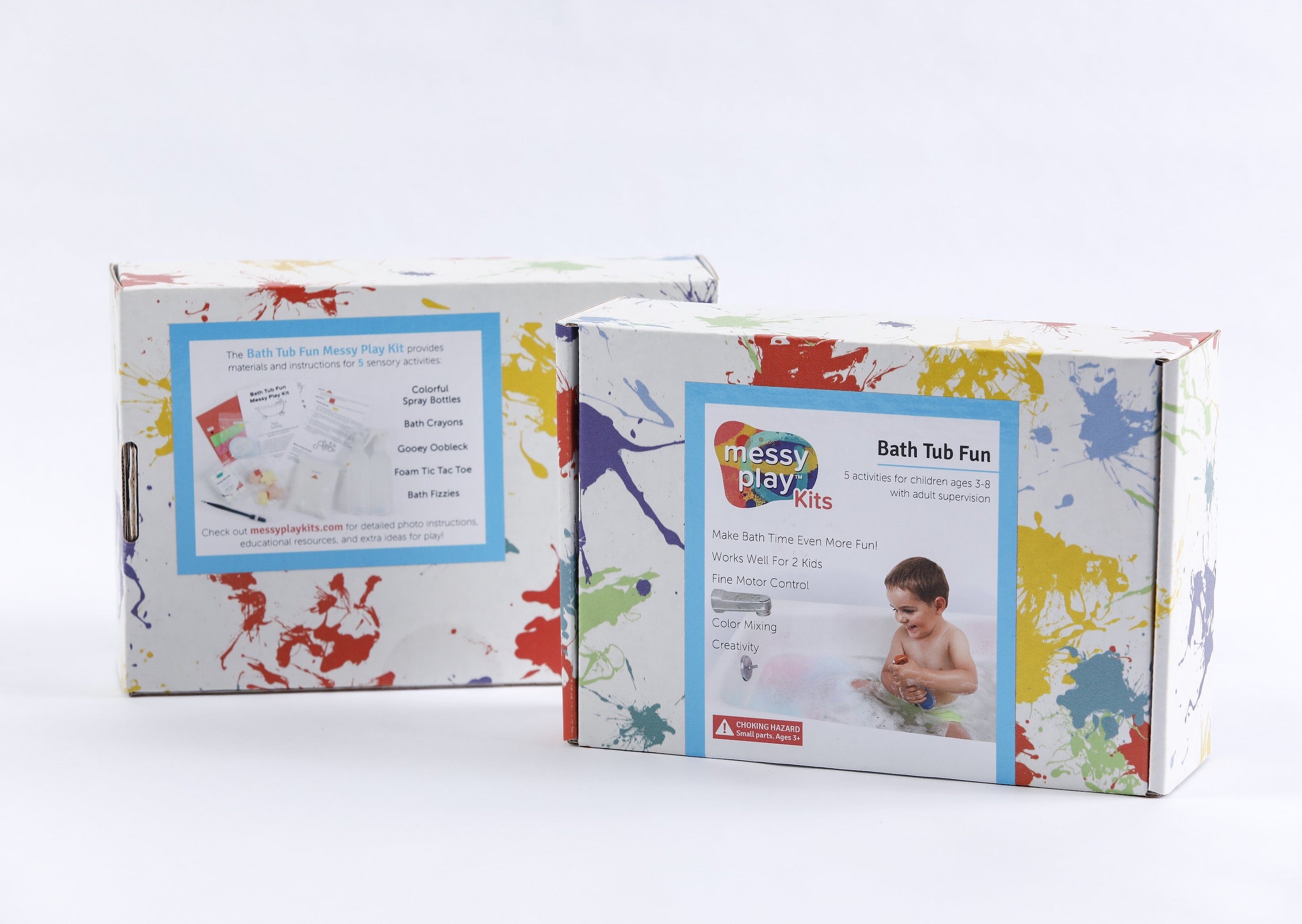 Bath Tub Fun Messy Play Kit box, front and back