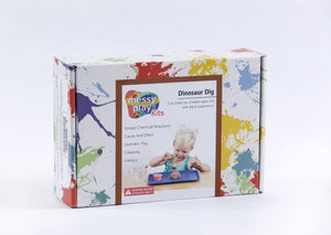 Splatter painted box package of Dinosaur Dig Messy Play kit.