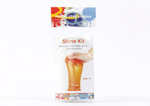 Single package of Messy Play Kit's orange glitter slime that says "Slime Kit. Make your own ooey, gooey, stretchy slime. Ages 3+."
