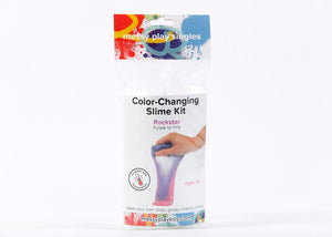 Single packaging for Messy Play Kit's color-changing Rockstar slime that changes from purple to pink based on temperature.