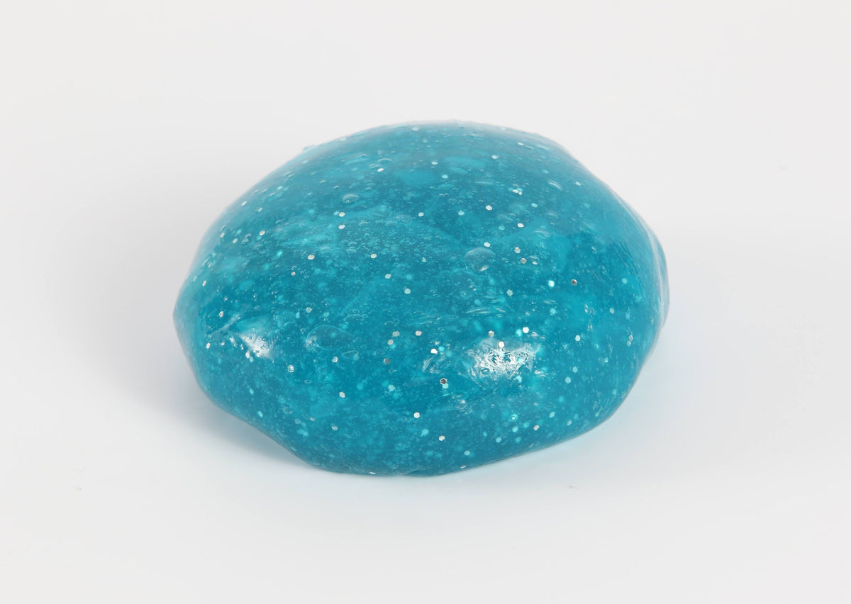 Ball of Messy Play Kit's turquoise glitter slime